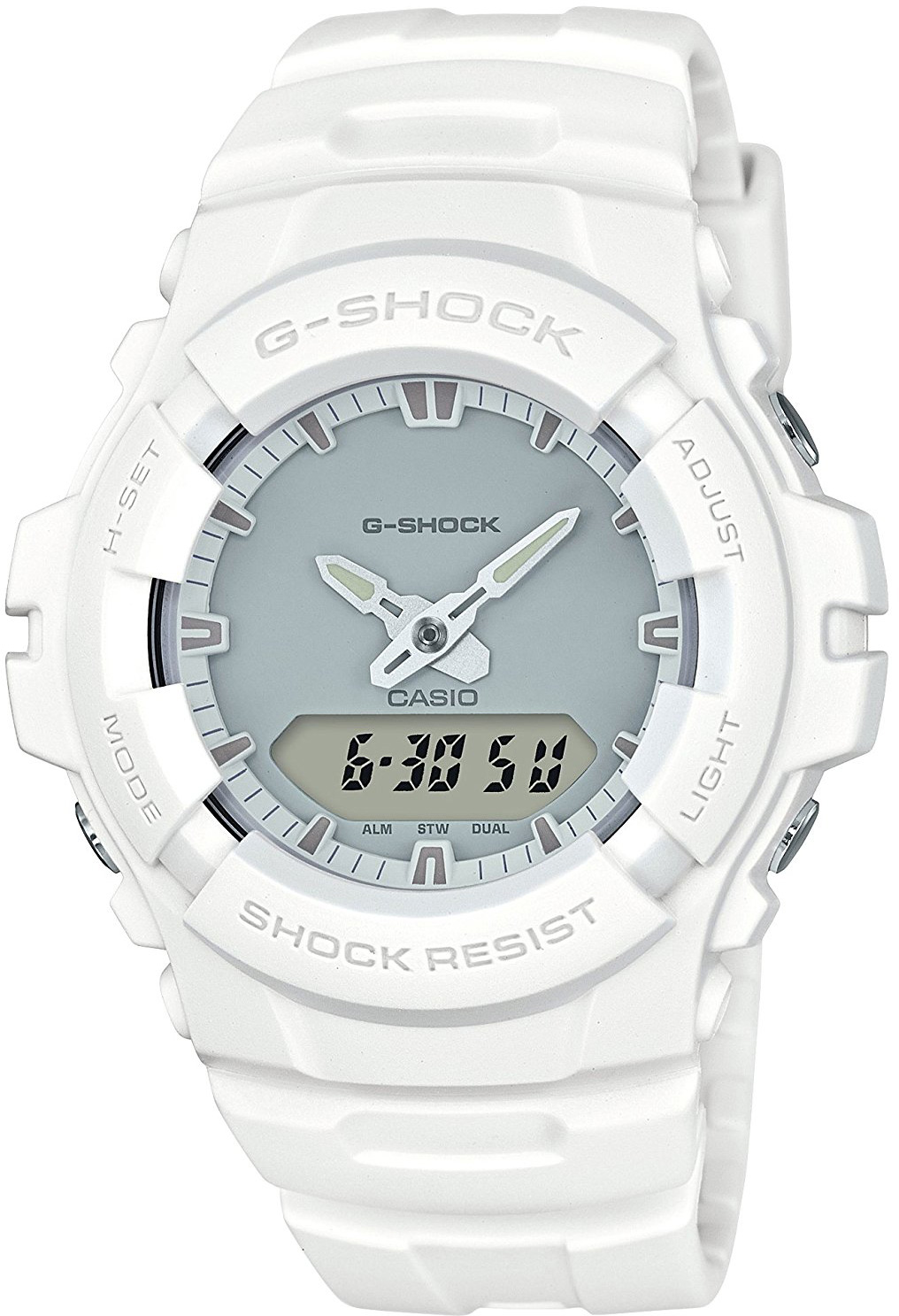 Casio G-shock G-100CU-7A Casio G-shock G-100CU-7AНаручные часы<br>Японские часы Casio G-shock G-100CU-7A<br><br>Пол: Мужские<br>Страна-производитель: Япония<br>Механизм: Кварцевый<br>Материал корпуса: Пластик<br>Материал ремня/браслета: Пластик<br>Водозащита, диапазон: None<br>Стекло: Минеральное<br>Толщина корпуса: 15,7 мм<br>Стиль: None