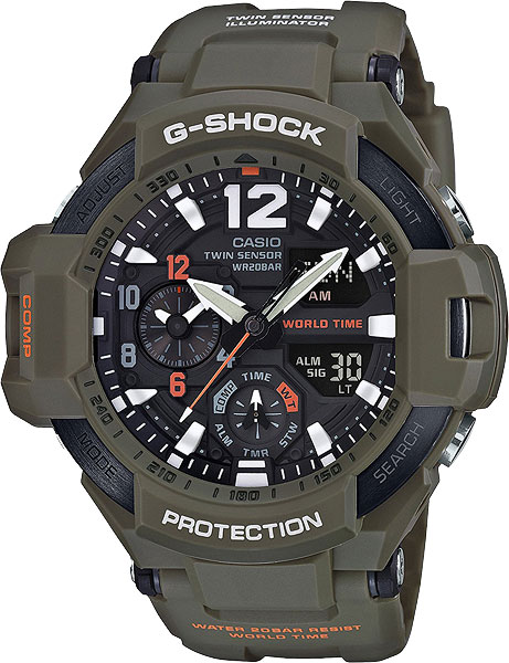 Casio G-shock Gravitymaster GA-1100KH-3A Casio G-shock Gravitymaster GA-1100KH-3AНаручные часы<br>Японские часы Casio G-shock Gravitymaster GA-1100KH-3A<br><br>Пол: Мужские<br>Страна-производитель: Япония<br>Механизм: Кварцевый<br>Материал корпуса: Пластик<br>Материал ремня/браслета: Пластик<br>Водозащита, диапазон: None<br>Стекло: Минеральное<br>Толщина корпуса: None<br>Стиль: None