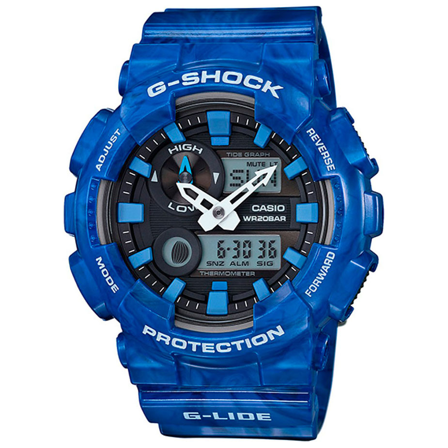 Casio G-shock G-Lide GAX-100MA-2A Casio G-shock G-Lide GAX-100MA-2AНаручные часы<br>Японские часы Casio G-shock G-Lide GAX-100MA-2A<br><br>Пол: Мужские<br>Страна-производитель: Япония<br>Механизм: Кварцевый<br>Материал корпуса: Пластик<br>Материал ремня/браслета: Каучук<br>Водозащита, диапазон: None<br>Стекло: Минеральное<br>Толщина корпуса: 16,9 мм<br>Стиль: None