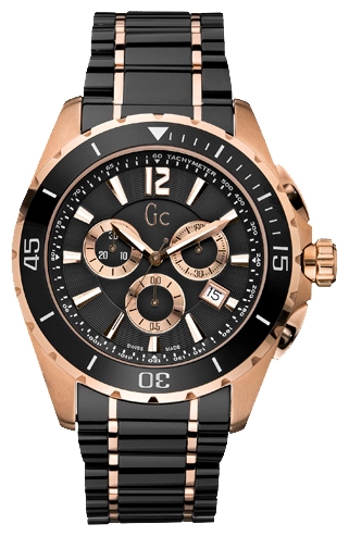 Gc Sport Chic X76004G2S Gc Sport Chic X76004G2SНаручные часы<br>Швейцарские часы Gc Sport Chic X76004G2SДанная модель входит в коллекцию Sport Chic. Это стильные мужские часы. Материал корпуса часов — сталь+золото. В этой модели стоит сапфировое стекло. Часы выдерживают давление на глубине 100 м. Основной цвет циферблата черный. Диаметр корпуса 45мм.<br><br>Пол: Мужские<br>Страна-производитель: Швейцария<br>Механизм: Кварцевый<br>Материал корпуса: Сталь<br>Материал ремня/браслета: Керамика<br>Водозащита, диапазон: 100 - 150 м<br>Стекло: Сапфировое<br>Толщина корпуса: None<br>Стиль: Спорт