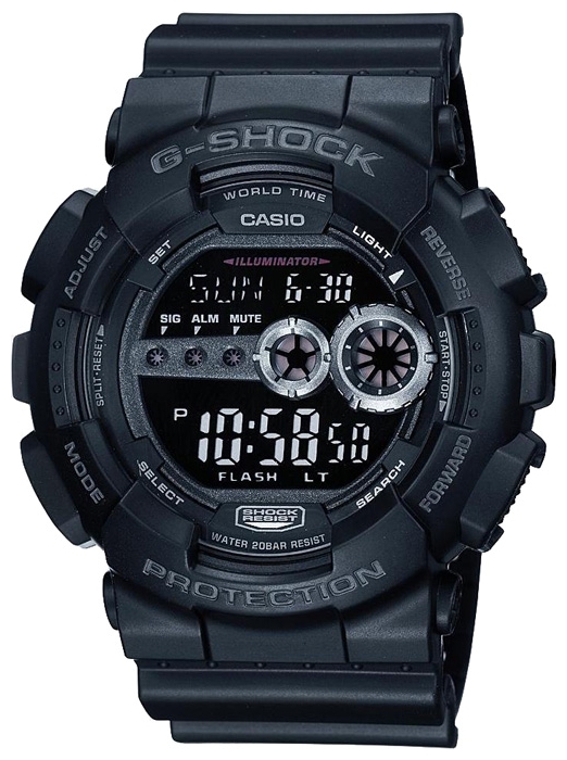 Casio G-shock G-Classic GD-100-1B Casio G-shock G-Classic GD-100-1BНаручные часы<br>Японские часы Casio G-shock G-Classic GD-100-1B<br><br>Пол: Мужские<br>Страна-производитель: Япония<br>Механизм: Кварцевый<br>Материал корпуса: Пластик<br>Материал ремня/браслета: Пластик<br>Водозащита, диапазон: None<br>Стекло: Минеральное<br>Толщина корпуса: 17,4мм<br>Стиль: None