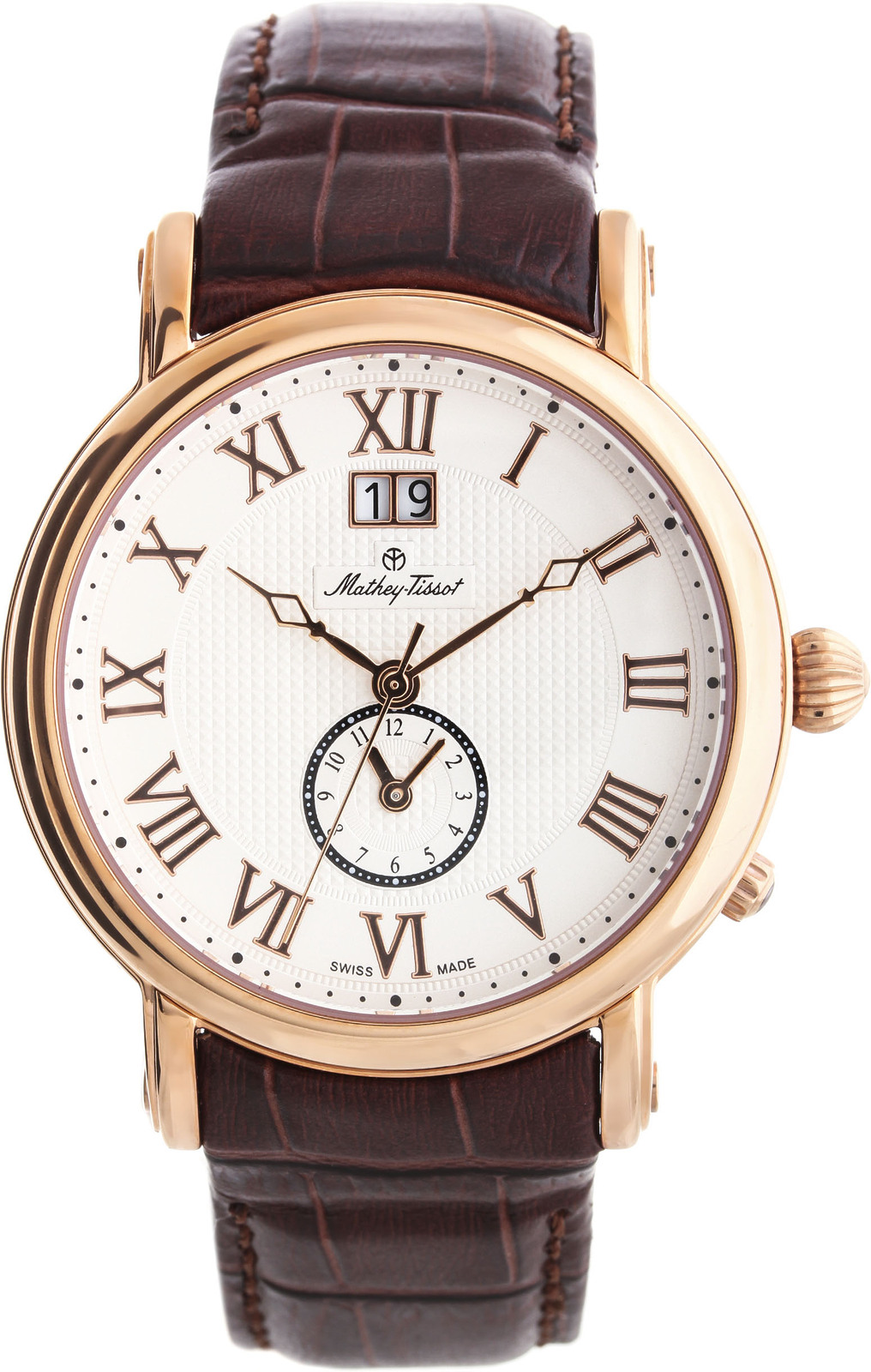 Mathey-Tissot Retro H4046PI Mathey-Tissot Retro H4046PIНаручные часы<br>Швейцарские часы Mathey-Tissot Retro H4046PI<br><br>Пол: Мужские<br>Страна-производитель: Швейцария<br>Механизм: Кварцевый<br>Материал корпуса: Сталь<br>Материал ремня/браслета: Кожа<br>Водозащита, диапазон: None<br>Стекло: Сапфировое<br>Толщина корпуса: 9 мм<br>Стиль: None