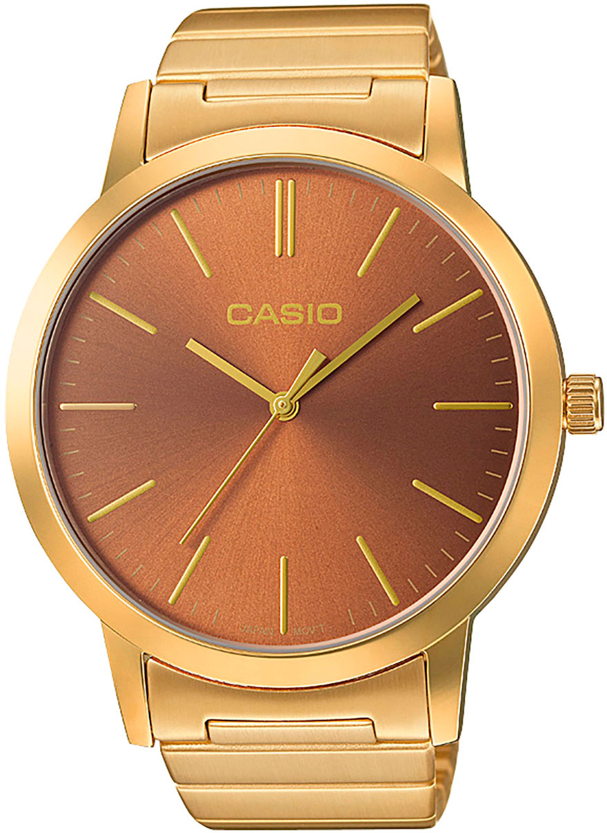 Casio LTP-E118G-5A Casio LTP-E118G-5AНаручные часы<br>Японские часы Casio LTP-E118G-5A<br><br>Пол: Женские<br>Страна-производитель: Япония<br>Механизм: Кварцевый<br>Материал корпуса: Сталь<br>Материал ремня/браслета: Сталь<br>Водозащита, диапазон: None<br>Стекло: Минеральное<br>Толщина корпуса: 8,8 мм<br>Стиль: None
