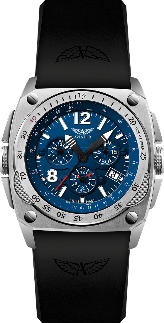 Aviator MIG-29 Cockpit Chrono M.2.04.0.071.6 Aviator MIG-29 Cockpit Chrono M.2.04.0.071.6Наручные часы<br>Швейцарские часы Aviator MIG-29 Cockpit Chrono M.2.04.0.071.6Представленная модель входит в коллекцию MIG-29 Cockpit Chrono. Это Мужские часы. Материал корпуса часов — Сталь. Ремень — Каучук. В этих часах используется Сапфировое стекло. Водозащита этой модели 100 м. Основной цвет циферблата Синий. Циферблат содержит часы, минуты, секунды. В этих часах используются такие усложнения как дата, будильник, хронограф. Диаметр корпуса часов составляет 45мм.<br><br>Пол: Мужские<br>Страна-производитель: Швейцария<br>Механизм: Кварцевый<br>Материал корпуса: Сталь<br>Материал ремня/браслета: Каучук<br>Водозащита, диапазон: 100 - 150 м<br>Стекло: Сапфировое<br>Толщина корпуса: None<br>Стиль: Спорт