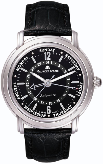Maurice Lacroix Masterpiece MP6328-SS001-39E Maurice Lacroix Masterpiece MP6328-SS001-39EНаручные часы<br>Швейцарские часы Maurice Lacroix Masterpiece MP6328-SS001-39EПредставленная модель входит в коллекцию Masterpiece. Это великолепные Мужские часы. Материал корпуса часов — Сталь. Ремень — Кожа. Стекло - Сапфировое. Водозащита этих часов 50 м. Цвет циферблата - Черный. Циферблат модели содержит часы, минуты, секунды. В этой модели используются такие усложнения как дата, день недели, . Диаметр корпуса часов составляет 40мм.<br><br>Пол: Мужские<br>Страна-производитель: Швейцария<br>Механизм: Механический<br>Материал корпуса: Сталь<br>Материал ремня/браслета: Кожа<br>Водозащита, диапазон: 20 - 100 м<br>Стекло: Сапфировое<br>Толщина корпуса: None<br>Стиль: Классика