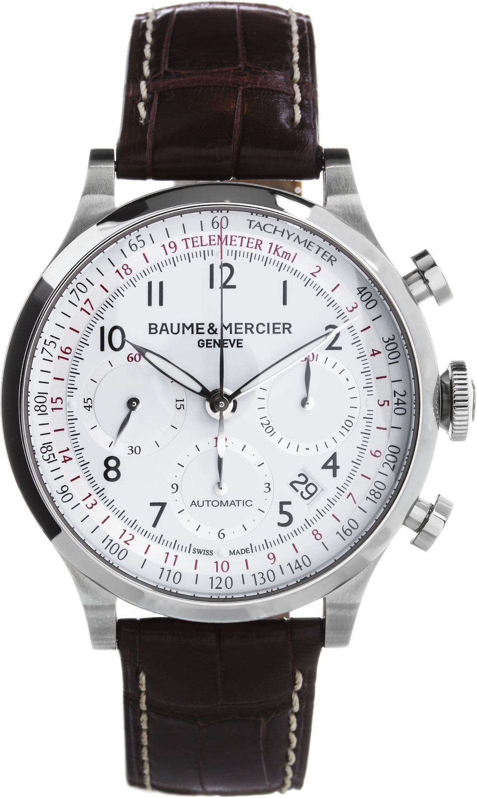 Baume&Mercier Capeland MOA10082 Baume&Mercier Capeland MOA10082Наручные часы<br>Швейцарские часы Baume&Mercier Capeland MOA10082Модель входит в коллекцию Capeland. Это модные Мужские часы. Материал корпуса часов — Сталь. Ремень — Кожа. В этих часах используется Сапфировое стекло. Водозащита - 50 м.<br><br>Пол: Мужские<br>Страна-производитель: Швейцария<br>Механизм: Механический<br>Материал корпуса: Сталь<br>Материал ремня/браслета: Кожа<br>Водозащита, диапазон: 20 - 100 м<br>Стекло: Сапфировое<br>Толщина корпуса: None<br>Стиль: None