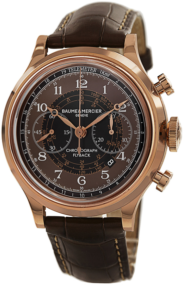 Baume&Mercier Capeland MOA10087 Baume&Mercier Capeland MOA10087Наручные часы<br>Швейцарские часы Baume&Mercier Capeland MOA10087Золотой корпус диаметром 44 мм, ремешок из 100% натуральной кожи, пружинный механизм с автоподзаводом, стекло сапфировое, водонепроницаемость 50 метров. Дополнительные функции: хронограф, секундомер, тахиметр, дальномер, дата.<br><br>Пол: Мужские<br>Страна-производитель: Швейцария<br>Механизм: Механический<br>Материал корпуса: Золото<br>Материал ремня/браслета: Кожа<br>Водозащита, диапазон: 20 - 100 м<br>Стекло: Сапфировое<br>Толщина корпуса: None<br>Стиль: None