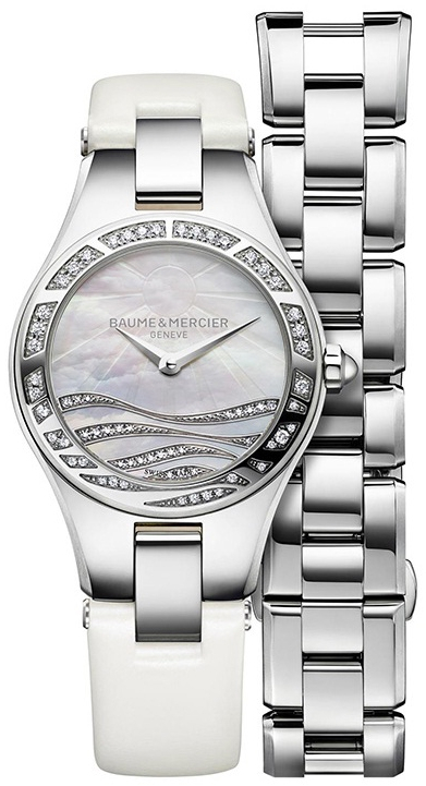 Baume&Mercier Linea MOA10118 Baume&Mercier Linea MOA10118Наручные часы<br>Швейцарские часы Baume&Mercier Linea MOA10118<br><br>Пол: Женские<br>Страна-производитель: Швейцария<br>Механизм: Кварцевый<br>Материал корпуса: Сталь<br>Материал ремня/браслета: Текстиль<br>Водозащита, диапазон: 20 - 100 м<br>Стекло: Сапфировое<br>Толщина корпуса: None<br>Стиль: Классика
