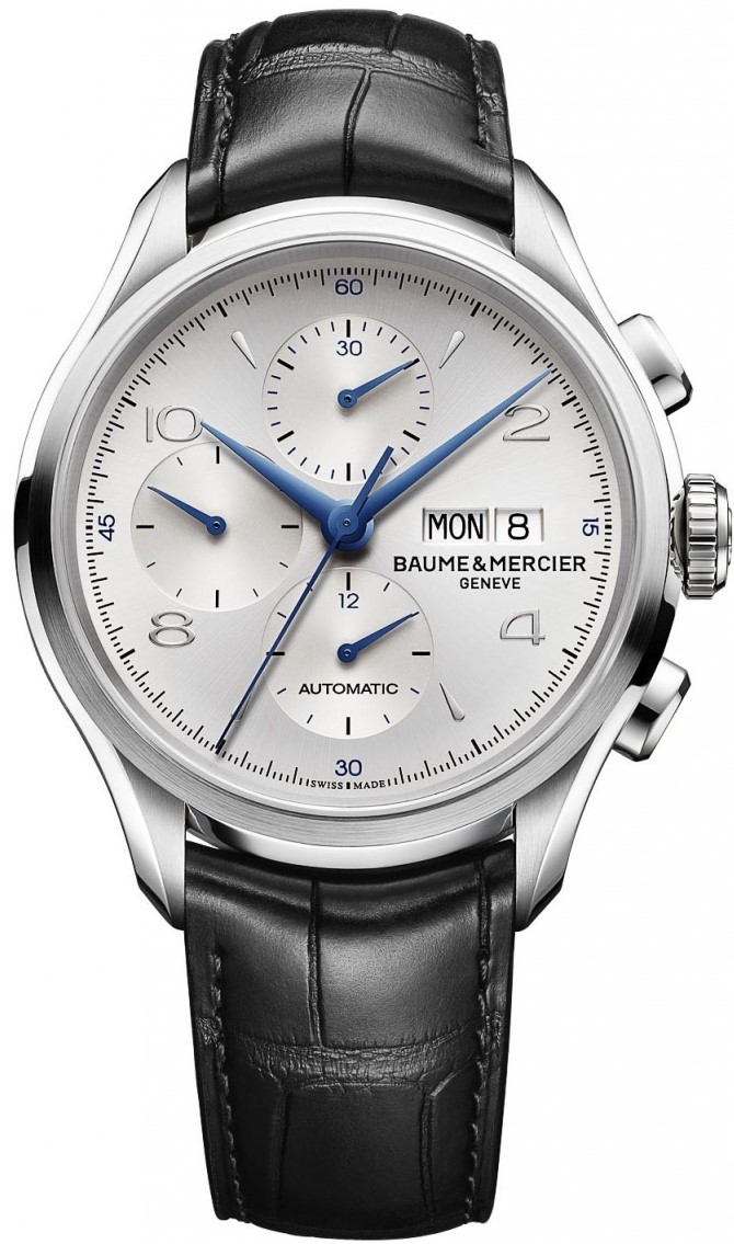 Baume&Mercier Clifton MOA10123 Baume&Mercier Clifton MOA10123Наручные часы<br>Швейцарские часы Baume&Mercier Clifton MOA10123<br><br>Пол: Мужские<br>Страна-производитель: Швейцария<br>Механизм: Механический<br>Материал корпуса: Сталь<br>Материал ремня/браслета: Кожа<br>Водозащита, диапазон: 20 - 100 м<br>Стекло: Сапфировое<br>Толщина корпуса: None<br>Стиль: Классика