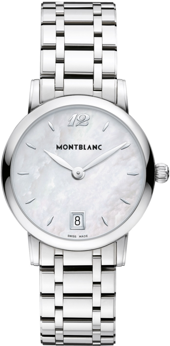 Montblanc Star 108764 Montblanc Star 108764Наручные часы<br>Швейцарские часы Montblanc Star 108764<br><br>Пол: Женские<br>Страна-производитель: Швейцария<br>Механизм: Кварцевый<br>Материал корпуса: Сталь<br>Материал ремня/браслета: Сталь<br>Водозащита, диапазон: 20 - 100 м<br>Стекло: Сапфировое<br>Толщина корпуса: 7.5 мм<br>Стиль: Классика