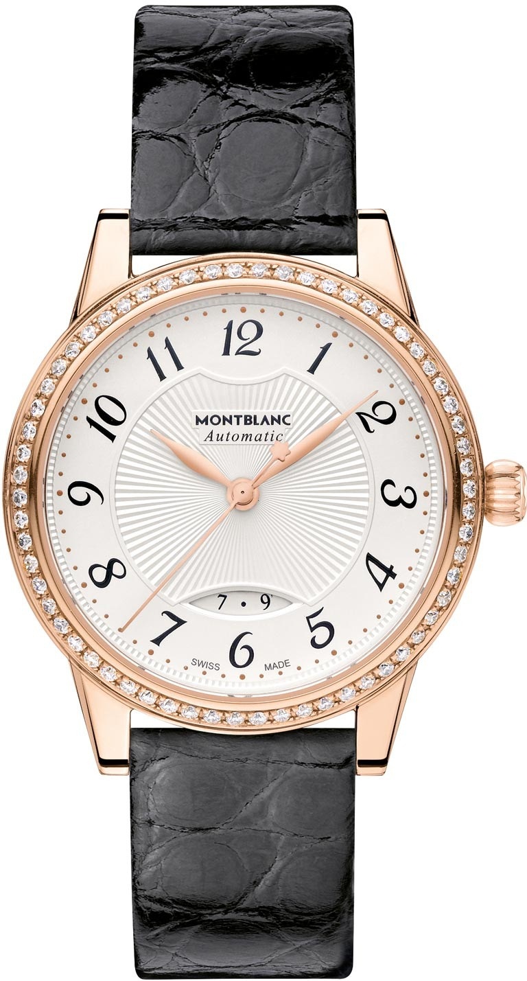Montblanc Boheme 111059 Montblanc Boheme 111059Наручные часы<br>Швейцарские часы Montblanc Boheme 111059<br><br>Пол: Женские<br>Страна-производитель: Швейцария<br>Механизм: Механический<br>Материал корпуса: Золото<br>Материал ремня/браслета: Кожа<br>Водозащита, диапазон: 20 - 100 м<br>Стекло: Сапфировое<br>Толщина корпуса: 9.5 мм<br>Стиль: Классика