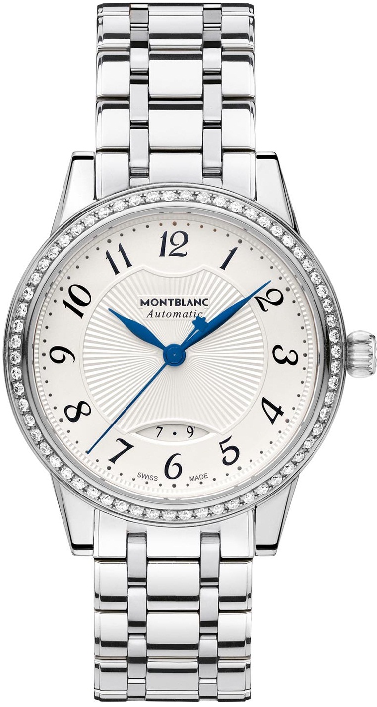 Montblanc Boheme 111214 Montblanc Boheme 111214Наручные часы<br>Швейцарские часы Montblanc Boheme 111214<br><br>Пол: Женские<br>Страна-производитель: Швейцария<br>Механизм: Механический<br>Материал корпуса: Сталь<br>Материал ремня/браслета: Сталь<br>Водозащита, диапазон: 20 - 100 м<br>Стекло: Сапфировое<br>Толщина корпуса: 9.5 мм<br>Стиль: Классика