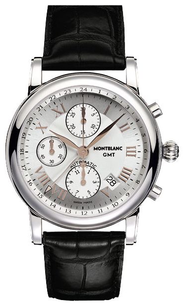 Montblanc Star 36967 Montblanc Star 36967Наручные часы<br>Швейцарские часы Montblanc Star Chronograph UTC Automatic 36967Модель Star Chronograph UTC Automatic – элегантные и практичные часы представительского класса для настоящих ценителей Montblanc. Автоматический хронограф с 24-часовой индикацией времени второго часового пояса и индикатором даты. Классическое сочетание серебристого гильошированного циферблата со стрелками и цифрами с напылением розового золота. Белый гильошированный циферблат с узорами ячменное зерно. Выпуклое сапфировое стекло с двойным антибликовым покрытием. Механизм - Montblanc MB 25.03 - механический с автоподзаводом, 28800 полуколебаний/час, 25 камней, около 46 часов запас хода. Диаметр корпуса - 42 мм. Ремешок из кожи аллигатора. Водозащита - 30 метров.<br><br>Пол: Мужские<br>Страна-производитель: Швейцария<br>Механизм: Механический<br>Материал корпуса: Сталь<br>Материал ремня/браслета: Кожа<br>Водозащита, диапазон: 20 - 100 м<br>Стекло: Сапфировое<br>Толщина корпуса: 14,7 мм<br>Стиль: Классика