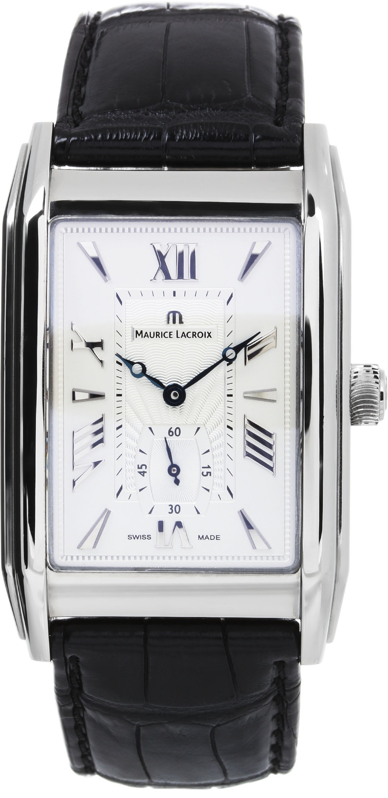Maurice Lacroix Masterpiece MP7019-SS001-110 Maurice Lacroix Masterpiece MP7019-SS001-110Наручные часы<br>Швейцарские часы Maurice Lacroix Masterpiece MP7019-SS001-110<br><br>Пол: Мужские<br>Страна-производитель: Швейцария<br>Механизм: Механический<br>Материал корпуса: Сталь<br>Материал ремня/браслета: Кожа<br>Водозащита, диапазон: 20 - 100 м<br>Стекло: Сапфировое<br>Толщина корпуса: 9 мм<br>Стиль: Классика