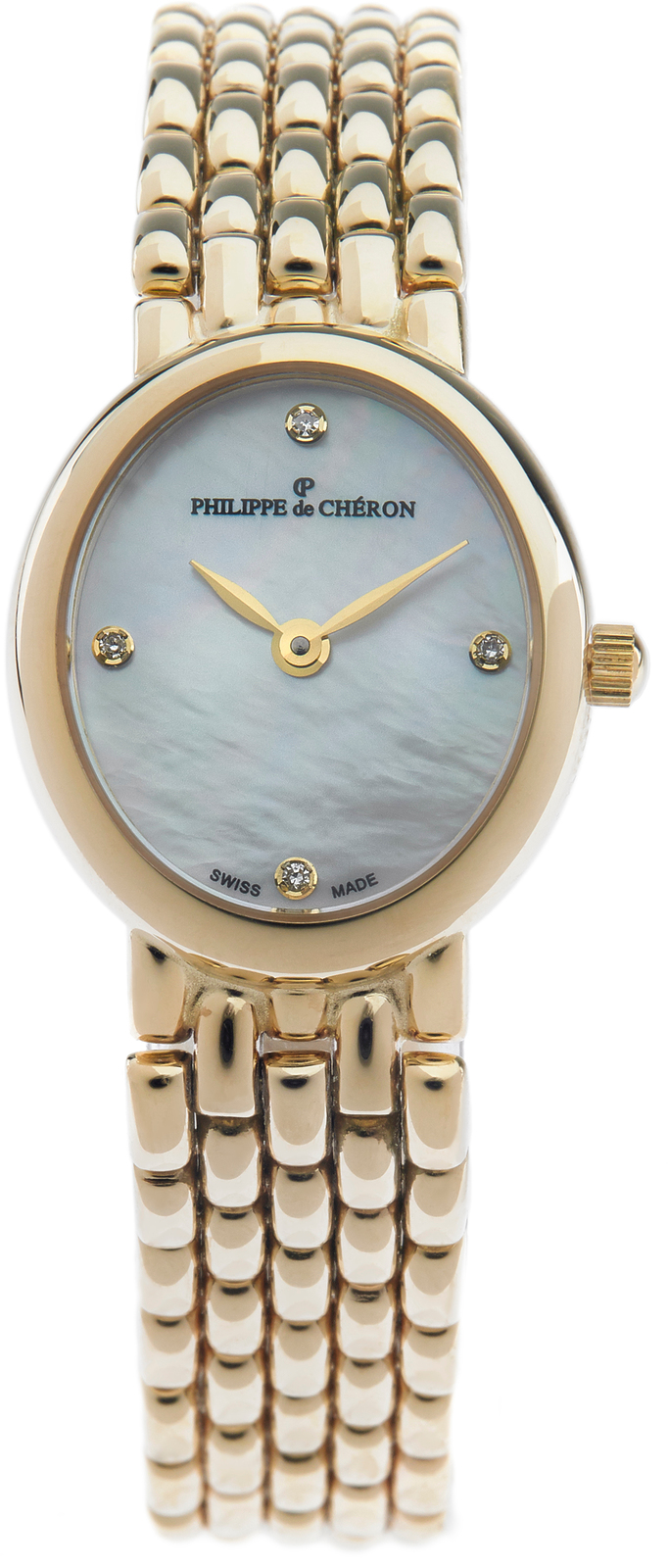 Philippe de Cheron Elisa 5002.1218N Philippe de Cheron Elisa 5002.1218NНаручные часы<br>Швейцарские часы Philippe de Cheron Elisa 5002.1218N<br><br>Пол: Женские<br>Страна-производитель: Швейцария<br>Механизм: Кварцевый<br>Материал корпуса: Золото<br>Материал ремня/браслета: Золото<br>Водозащита, диапазон: 20 - 100 м<br>Стекло: Сапфировое<br>Толщина корпуса: 5.5 мм<br>Стиль: Классика