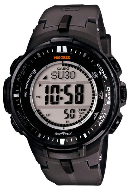 Casio Pro Trek PRW-3000-1E Casio Pro Trek PRW-3000-1EНаручные часы<br>Японские часы Casio Pro Trek PRW-3000-1E<br><br>Пол: Мужские<br>Страна-производитель: Япония<br>Механизм: Кварцевый<br>Материал корпуса: Алюминий+пластик<br>Материал ремня/браслета: Пластик<br>Водозащита, диапазон: None<br>Стекло: Минеральное<br>Толщина корпуса: 12, 30 мм<br>Стиль: None