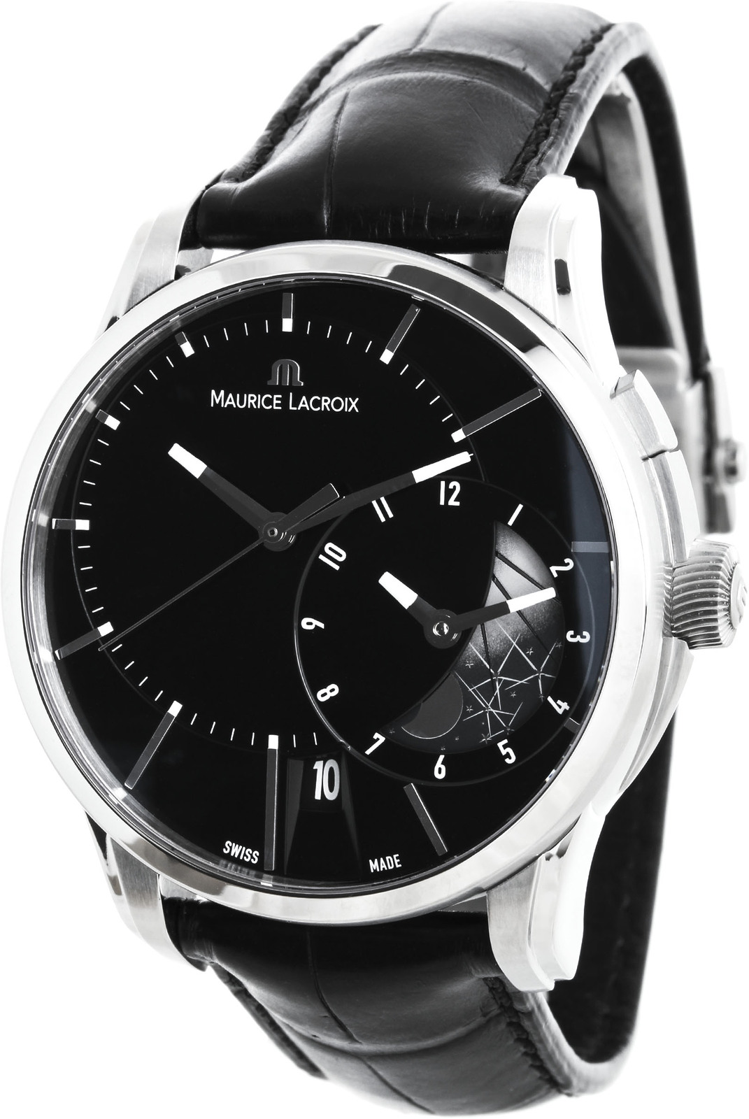 Maurice Lacroix Pontos PT6118-SS001-331 Maurice Lacroix Pontos PT6118-SS001-331Наручные часы<br>Швейцарские часы Maurice Lacroix Pontos PT6118-SS001-331Часы принадежат коллекции Pontos. Это великолепные Мужские часы. Материал корпуса часов — Сталь. Ремень — Кожа. В этой модели стоит Сапфировое стекло. Водозащита этих часов 50 м.<br><br>Пол: Мужские<br>Страна-производитель: Швейцария<br>Механизм: Механический<br>Материал корпуса: Сталь<br>Материал ремня/браслета: Кожа<br>Водозащита, диапазон: 20 - 100 м<br>Стекло: Сапфировое<br>Толщина корпуса: None<br>Стиль: None