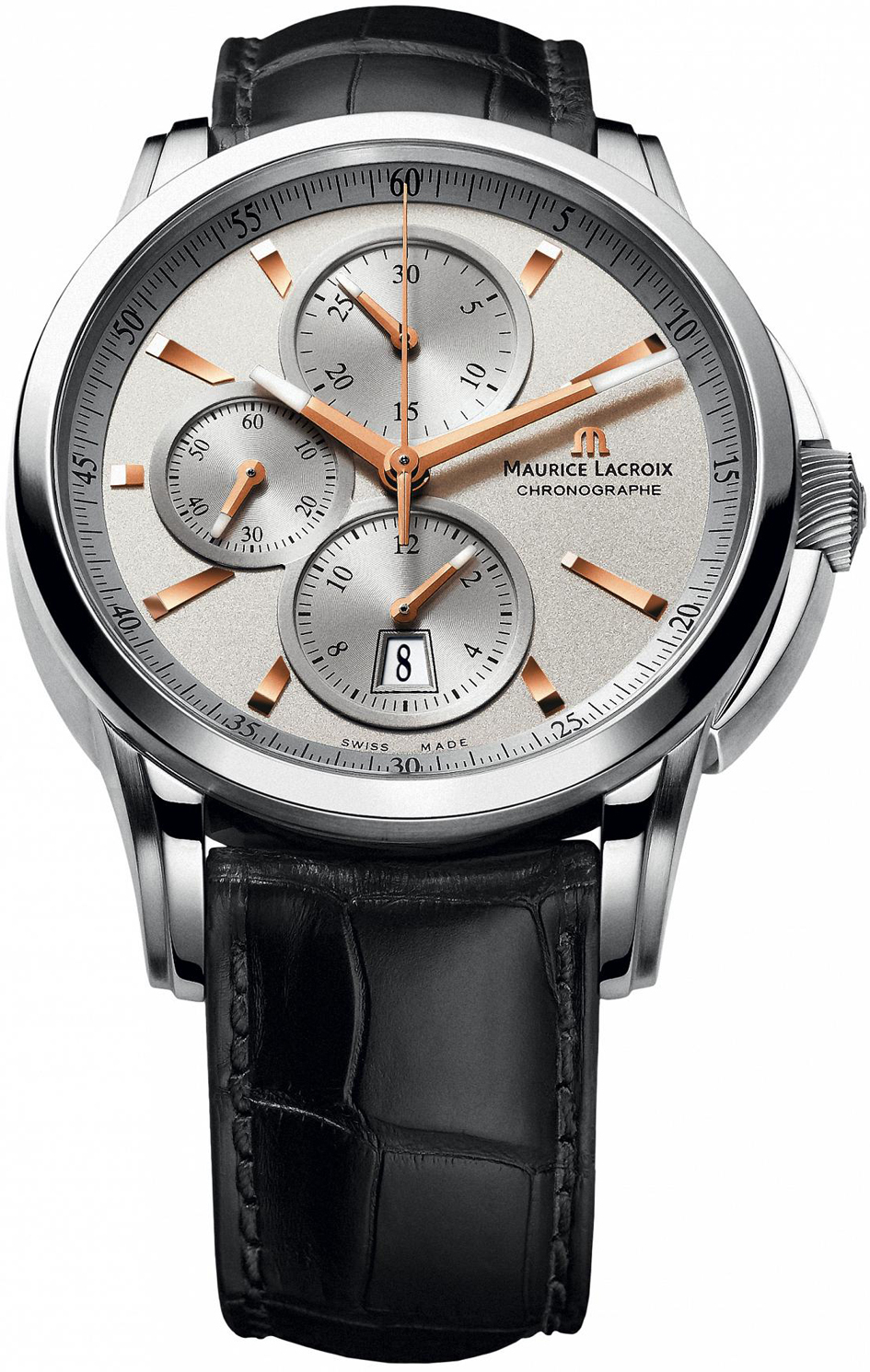 Maurice Lacroix Pontos Automatic Chronograph PT6188-SS001-131 Maurice Lacroix Pontos Automatic Chronograph PT6188-SS001-131Наручные часы<br>Швейцарские часы Maurice Lacroix Pontos Automatic Chronograph PT6188-SS001-131<br><br>Пол: Мужские<br>Страна-производитель: Швейцария<br>Механизм: Механический<br>Материал корпуса: Сталь<br>Материал ремня/браслета: Кожа<br>Водозащита, диапазон: 20 - 100 м<br>Стекло: Сапфировое<br>Толщина корпуса: 16 мм<br>Стиль: Классика