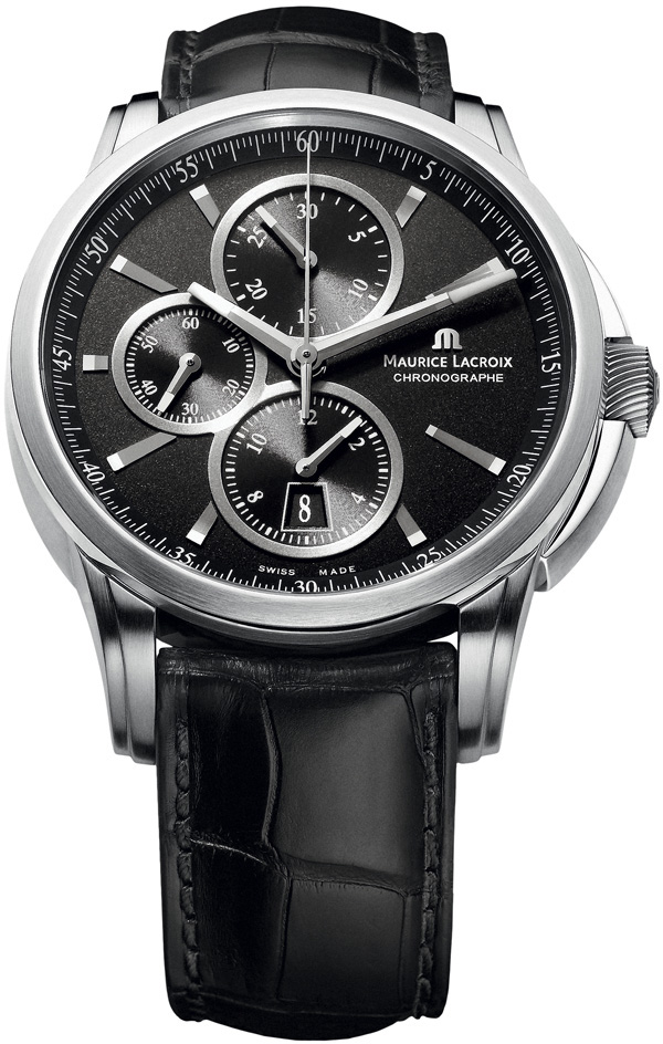 Maurice Lacroix Pontos Chronographe PT6188-SS001-330-1 Maurice Lacroix Pontos Chronographe PT6188-SS001-330-1Наручные часы<br>Швейцарские часы Maurice Lacroix Pontos Chronographe PT6188-SS001-330-1<br><br>Пол: Мужские<br>Страна-производитель: Швейцария<br>Механизм: Механический<br>Материал корпуса: Сталь<br>Материал ремня/браслета: Кожа<br>Водозащита, диапазон: None<br>Стекло: Сапфировое<br>Толщина корпуса: None<br>Стиль: None