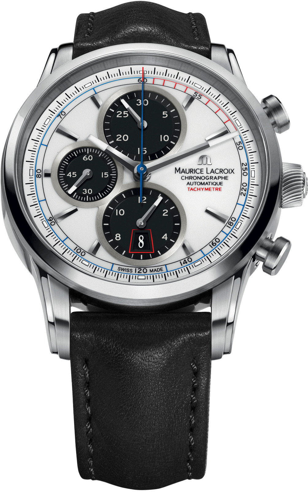 Maurice Lacroix PT6288-SS001-130-1 Maurice Lacroix PT6288-SS001-130-1Наручные часы<br>Швейцарские часы Maurice Lacroix Pontos Chronographe Retro PT6288-SS001-130-1Представленная модель входит в коллекцию Pontos Chronographe. Это мужские часы. Материал корпуса часов — сталь. Циферблат часов защищает сапфировое стекло. Часы этой модели обладают водозащитой 50 м. В этих часах используются такие усложнения как хронограф. Часы обладают корпусом 43 мм. Механизм ML112 - на базе Valjoux 7750 - механический хронограф с автоподзаводом, 28 800 полуколебаний/час, запас хода 42 часа.<br><br>Пол: Мужские<br>Страна-производитель: Швейцария<br>Механизм: Механический<br>Материал корпуса: Сталь<br>Материал ремня/браслета: Кожа<br>Водозащита, диапазон: 20 - 100 м<br>Стекло: Сапфировое<br>Толщина корпуса: 14 мм<br>Стиль: Спортивная классика