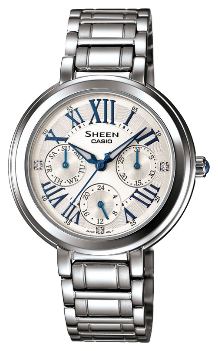 Casio Sheen Multi-Hand SHE-3034D-7A Casio Sheen Multi-Hand SHE-3034D-7AНаручные часы<br>Японские часы Casio Sheen Multi-Hand SHE-3034D-7A<br><br>Пол: Мужские<br>Страна-производитель: Япония<br>Механизм: Кварцевый<br>Материал корпуса: Сталь<br>Материал ремня/браслета: Сталь<br>Водозащита, диапазон: None<br>Стекло: Минеральное<br>Толщина корпуса: None<br>Стиль: None