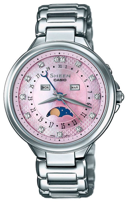 Casio Sheen Multi-Hand SHE-3044D-4A Casio Sheen Multi-Hand SHE-3044D-4AНаручные часы<br>Японские часы Casio Sheen Multi-Hand SHE-3044D-4A<br><br>Пол: Женские<br>Страна-производитель: Япония<br>Механизм: Кварцевый<br>Материал корпуса: Сталь<br>Материал ремня/браслета: Сталь<br>Водозащита, диапазон: None<br>Стекло: Минеральное<br>Толщина корпуса: None<br>Стиль: None