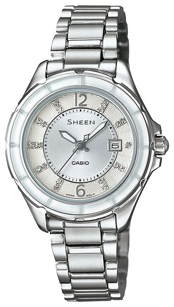 Casio Sheen SHE-4045D-7A Casio Sheen SHE-4045D-7AНаручные часы<br>Японские часы Casio Sheen SHE-4045D-7A<br><br>Пол: Женские<br>Страна-производитель: Япония<br>Механизм: Кварцевый<br>Материал корпуса: Сталь<br>Материал ремня/браслета: Сталь<br>Водозащита, диапазон: None<br>Стекло: Минеральное<br>Толщина корпуса: None<br>Стиль: None