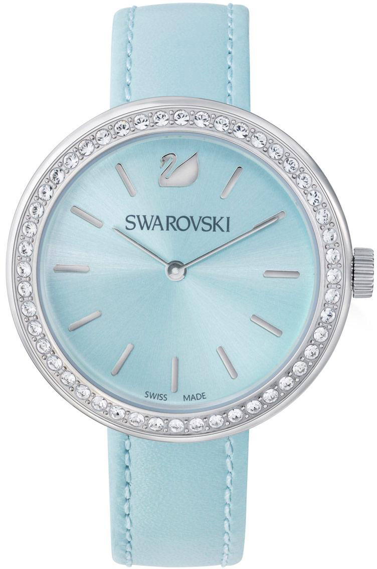Swarovski Daytime Light Blue 5095646 Swarovski Daytime Light Blue 5095646Наручные часы<br>Швейцарские часы Swarovski Daytime Light Blue 5095646<br><br>Пол: Женские<br>Страна-производитель: Швейцария<br>Механизм: Кварцевый<br>Материал корпуса: Сталь<br>Материал ремня/браслета: Кожа<br>Водозащита, диапазон: 20 - 100 м<br>Стекло: Минеральное<br>Толщина корпуса: 8мм<br>Стиль: Мода
