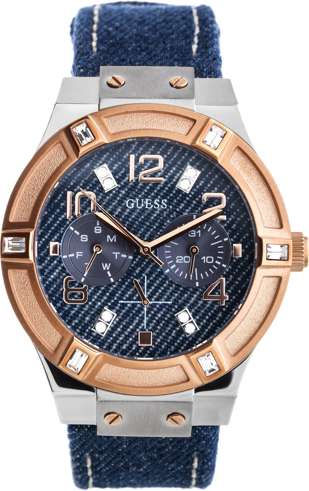Guess Jet Setter W0289L1 Guess Jet Setter W0289L1Наручные часы<br>Американские часы Guess Jet Setter W0289L1<br><br>Пол: Женские<br>Страна-производитель: США<br>Механизм: Кварцевый<br>Материал корпуса: Сталь<br>Материал ремня/браслета: Кожа+текстиль<br>Водозащита, диапазон: 20 - 100 м<br>Стекло: Минеральное<br>Толщина корпуса: 11 мм<br>Стиль: Мода