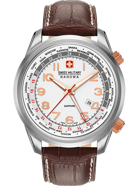 Hanowa Swiss Military Worldtimer 06-4293.04.001 Hanowa Swiss Military Worldtimer 06-4293.04.001Наручные часы<br>Швейцарские часы Hanowa Swiss Military Worldtimer 06-4293.04.001<br><br>Для кого?: Мужские<br>Страна-производитель: Швейцария<br>Механизм: Кварцевый<br>Материал корпуса: Сталь<br>Материал ремня/браслета: Кожа<br>Водозащита, диапазон: None<br>Стекло: Сапфировое<br>Толщина корпуса: None<br>Стиль: None