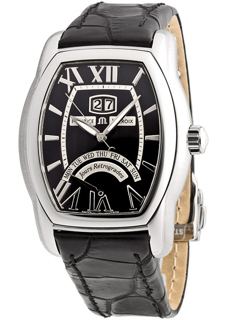 Maurice Lacroix Masterpiece MP6119-SS001-31E Maurice Lacroix Masterpiece MP6119-SS001-31EНаручные часы<br>Швейцарские часы Maurice Lacroix Masterpiece MP6119-SS001-31EЧасы принадежат коллекции Masterpiece. Это великолепные Мужские часы. Материал корпуса часов — Сталь. Ремень — Кожа. Циферблат часов защищает Сапфировое стекло. Часы выдерживают давление на глубине 50 м. Цвет циферблата - Черный. Циферблат модели содержит часы, минуты, секунды. В этих часах используются такие усложнения как дата, день недели, . Размер данной модели 39х41,5мм.<br><br>Для кого?: Мужские<br>Страна-производитель: Швейцария<br>Механизм: Механический<br>Материал корпуса: Сталь<br>Материал ремня/браслета: Кожа<br>Водозащита, диапазон: 20 - 100 м<br>Стекло: Сапфировое<br>Толщина корпуса: None<br>Стиль: Классика
