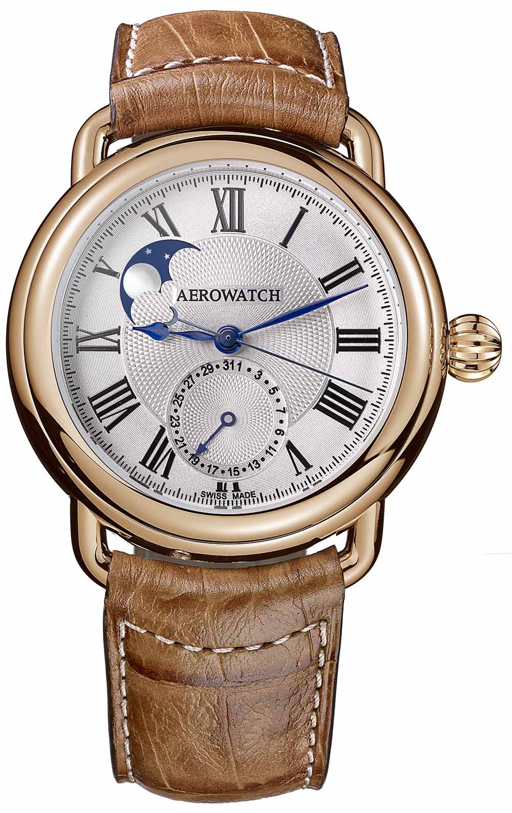 Aerowatch 1942 Moon phases 74969 RO01 Aerowatch 1942 Moon phases 74969 RO01Наручные часы<br>Швейцарские часы Aerowatch 1942 Moon phases 74969 RO01<br><br>Для кого?: Мужские<br>Страна-производитель: Швейцария<br>Механизм: Механический<br>Материал корпуса: Сталь<br>Материал ремня/браслета: Кожа<br>Водозащита, диапазон: None<br>Стекло: Сапфировое<br>Толщина корпуса: 13,1 мм<br>Стиль: None