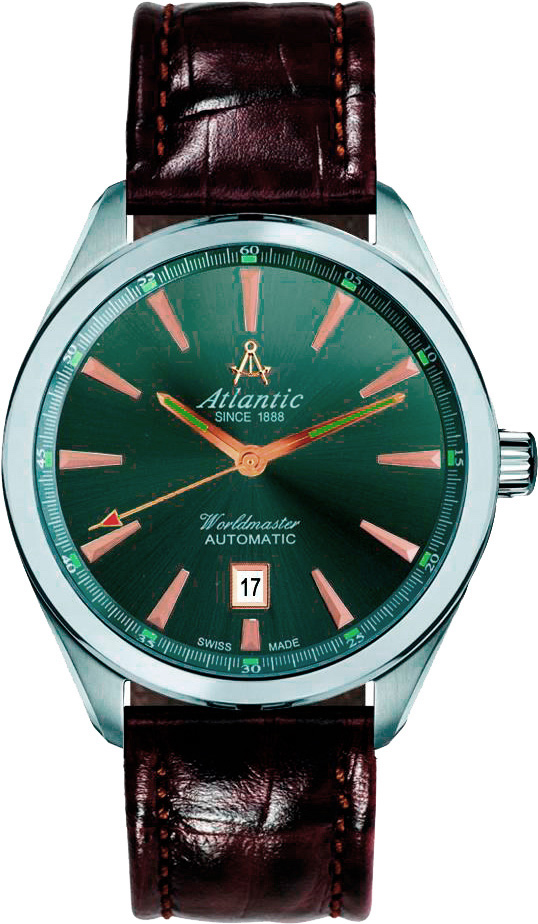 Atlantic Worldmaster 53750.41.41R Atlantic Worldmaster 53750.41.41RНаручные часы<br>Швейцарские часы Atlantic Worldmaster 53750.41.41RМодель входит в коллекцию Worldmaster. Это великолепные мужские часы. Материал корпуса часов — сталь. Стекло - сапфировое. Водозащита этих часов 50 м. Основной цвет циферблата черный. Из основных функций на циферблате представлены: часы, минуты, секунды. В этой модели используются такие усложнения как дата, . Корпус часов в диаметре 42мм.<br><br>Для кого?: Мужские<br>Страна-производитель: None<br>Механизм: Механический<br>Материал корпуса: Сталь<br>Материал ремня/браслета: Кожа<br>Водозащита, диапазон: None<br>Стекло: Сапфировое<br>Толщина корпуса: 12<br>Стиль: Классика