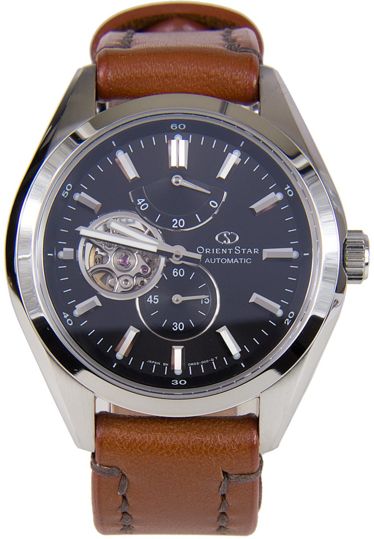 Orient Star DK02001B Orient Star DK02001BНаручные часы<br>Японские часы Orient Star DK02001B<br><br>Для кого?: Мужские<br>Страна-производитель: Япония<br>Механизм: Механический<br>Материал корпуса: Сталь<br>Материал ремня/браслета: Кожа<br>Водозащита, диапазон: None<br>Стекло: Сапфировое<br>Толщина корпуса: 12,1 мм<br>Стиль: None