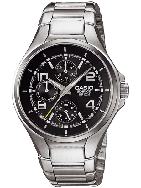 Casio Edifice EF-316D-1A Casio Edifice EF-316D-1AНаручные часы<br>Японские часы Casio Edifice EF-316D-1A<br><br>Для кого?: Мужские<br>Страна-производитель: Япония<br>Механизм: Кварцевый<br>Материал корпуса: Сталь<br>Материал ремня/браслета: Сталь<br>Водозащита, диапазон: None<br>Стекло: Минеральное<br>Толщина корпуса: 9 мм<br>Стиль: None
