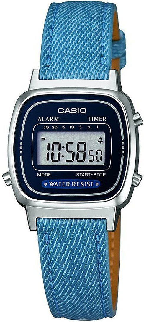 Casio LA670WEL-2A2 Casio LA670WEL-2A2Наручные часы<br>Японские часы Casio LA670WEL-2A2<br><br>Для кого?: Женские<br>Страна-производитель: Япония<br>Механизм: Кварцевый<br>Материал корпуса: Пластик<br>Материал ремня/браслета: Кожа<br>Водозащита, диапазон: None<br>Стекло: Пластиковое<br>Толщина корпуса: 7,3 мм<br>Стиль: None