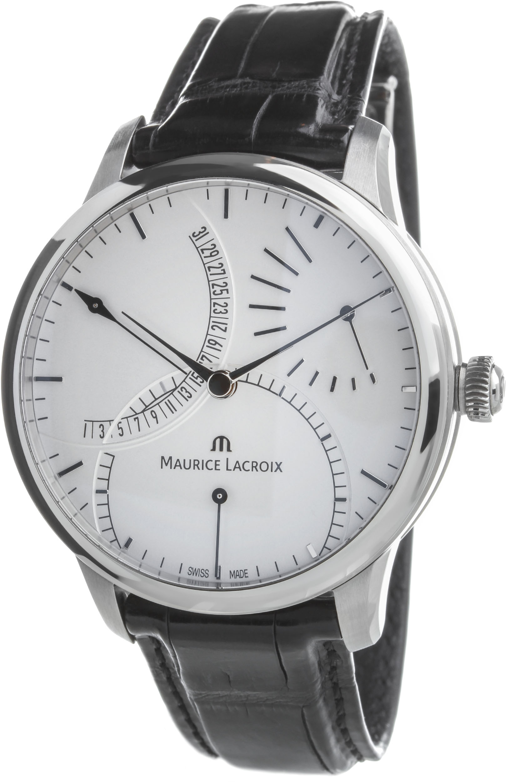 Maurice Lacroix Masterpiece MP6508-SS001-130 Maurice Lacroix Masterpiece MP6508-SS001-130Наручные часы<br>Швейцарские часы Maurice Lacroix Masterpiece MP6508-SS001-130Часы принадежат коллекции Masterpiece. Это стильные Мужские часы. Материал корпуса часов — Сталь. Ремень — Кожа. Циферблат часов защищает Сапфировое стекло. Водозащита - 50 м.<br><br>Для кого?: Мужские<br>Страна-производитель: Швейцария<br>Механизм: Механический<br>Материал корпуса: Сталь<br>Материал ремня/браслета: Кожа<br>Водозащита, диапазон: 20 - 100 м<br>Стекло: Сапфировое<br>Толщина корпуса: None<br>Стиль: None